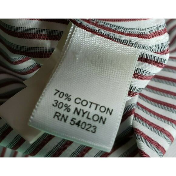 Banana Republic MensButton Down Shirt Slim Fit Red Multi Striped L/S XL 17-17.5 - Picture 8 of 9